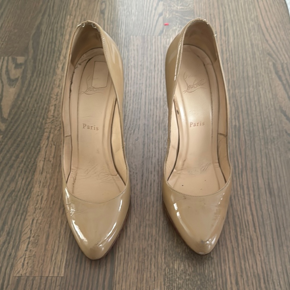 Christian Louboutin Tan Patent Leather Heels